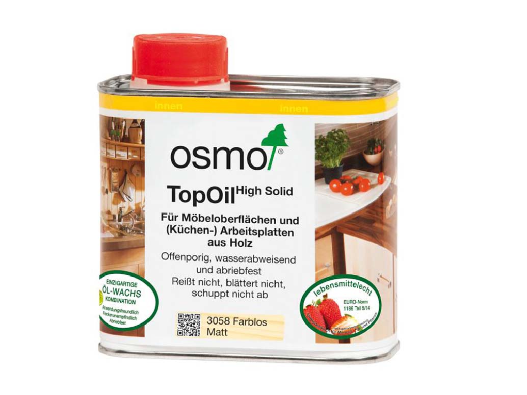 Osmo TopOil - ein Öl-Wachs Anstrich speziell für Küchenarbeitsplatten und Möbeloberflächen aus Massivholz